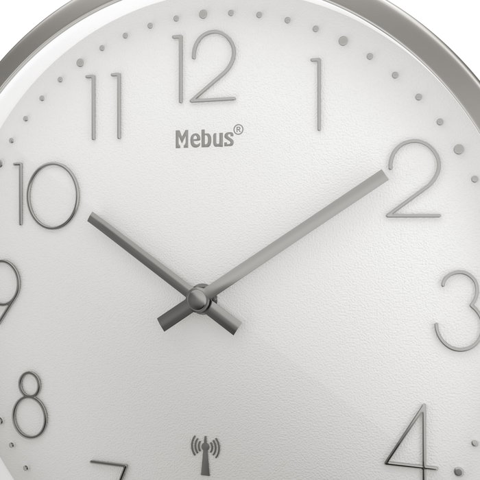 Mebus 19776 Reloj de pared controlado por radio Plata/Blanco Mebus 19776 Reloj de pared controlado por radio Plata/Blanco