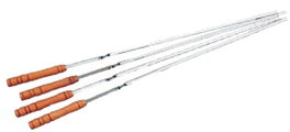 Set de 4 pinchos para barbacoa de metal y madera 42 cm