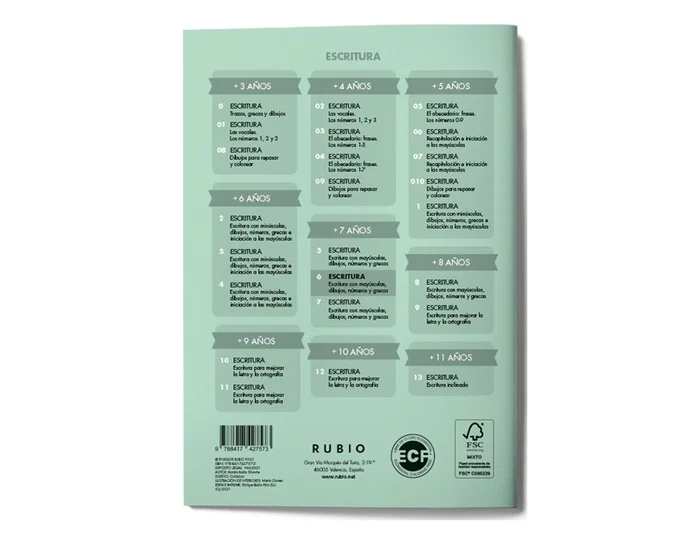 Rubio Cuaderno Caligrafía Nº 6 Certificado FSC 15x213x155 mm