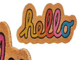 Giftdecor Felpudo Forma Hello 55x39.5x1.5 cm, Fibra de Coco y PVC, Multicolor (Set de 10)