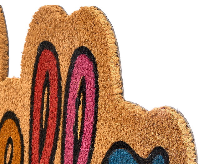 Giftdecor Felpudo Forma Hello 55x39.5x1.5 cm, Fibra de Coco y PVC, Multicolor (Set de 10)