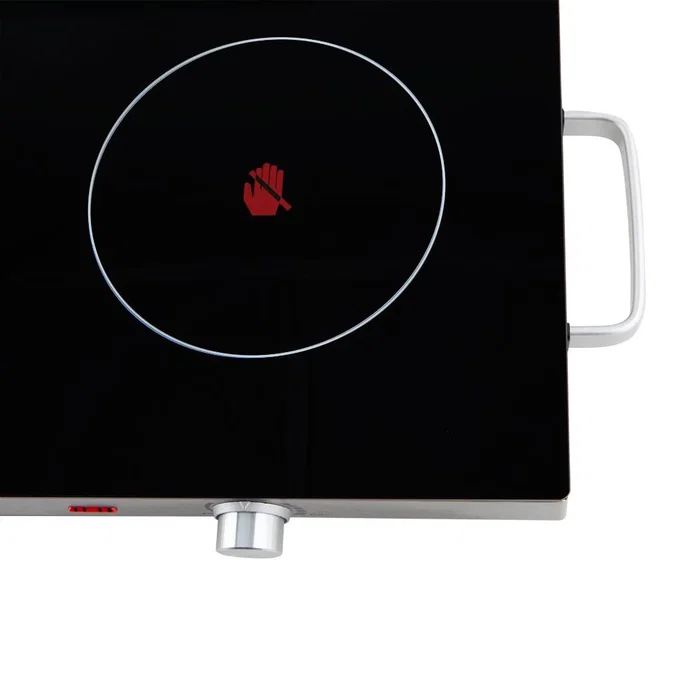 Orbegozo PCE6000 Placa Vitrocerámica Portátil 2 Zonas (205mm 1800W + 170mm 1000W) Negro y Acero Inoxidable, 2800W Total, Superficie de Vidrio Templado