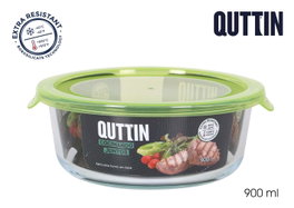 Quttin Fiambrera Redonda con Tapa Verde 19x18x7 cm (6 Unidades)