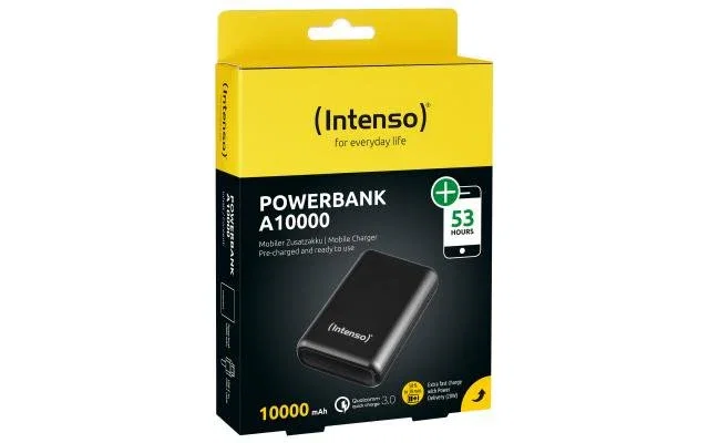 Intenso A10000 Power Bank 10000 mAh Polímero de Litio con Carga Rápida Quick Charge, USB-C, Power Delivery 20W, Color Antracita