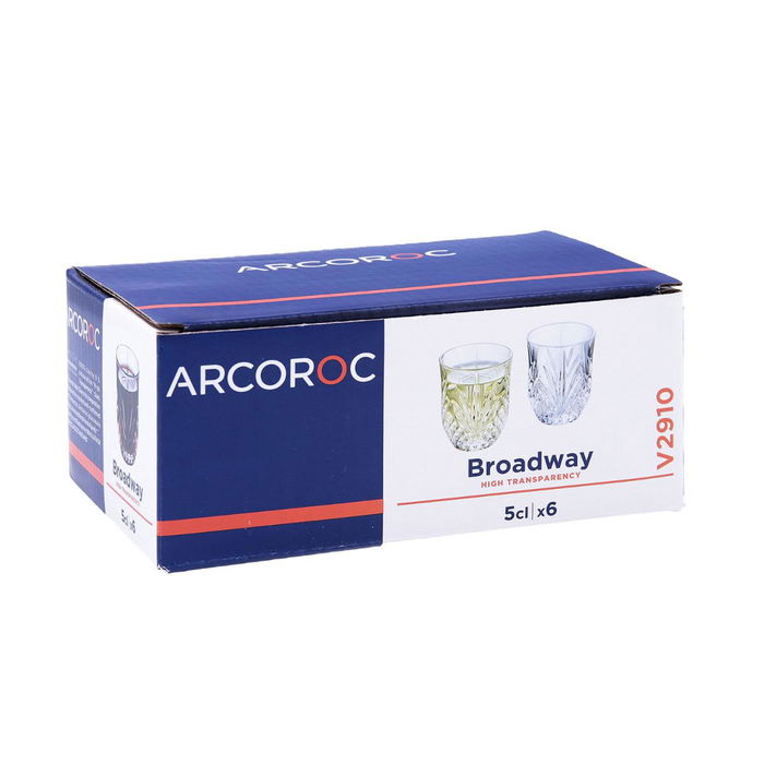 Caja 6 Vasos Bajos Vidrio Broadway Arcoroc 5 cL