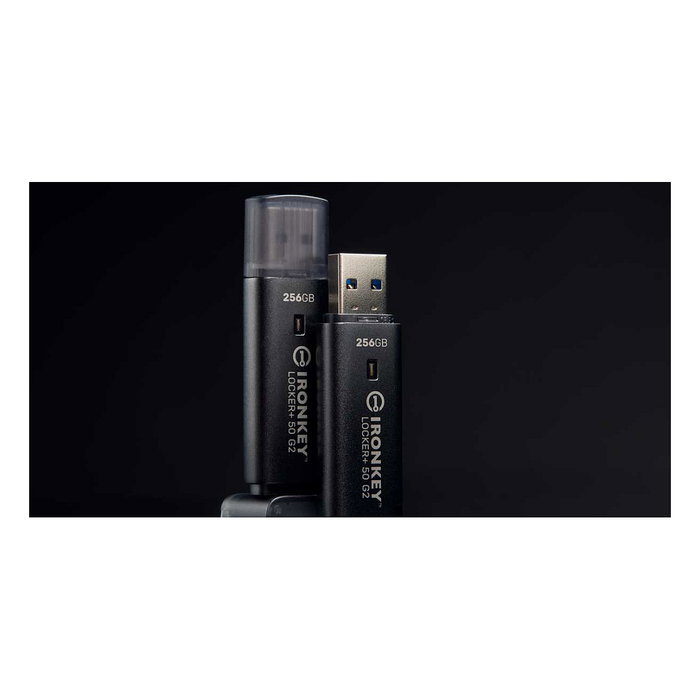 Kingston IronKey Locker Plus 50 G2 256GB - Memoria USB 3.2 Gen 1, Cifrado AES-256 FIPS 197, Negro, Velocidad Lectura 145 MB/s Kingston IronKey Locker Plus 50 G2 256GB - Memoria USB 3.2 Gen 1, Cifrado AES-256 FIPS 197, Negro, Velocidad Lectura 145 MB/s