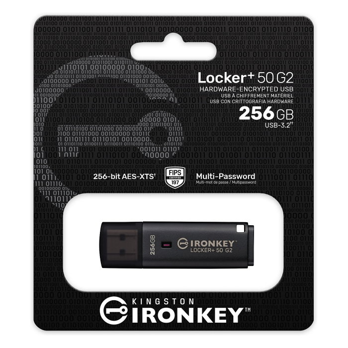 Kingston IronKey Locker Plus 50 G2 256GB - Memoria USB 3.2 Gen 1, Cifrado AES-256 FIPS 197, Negro, Velocidad Lectura 145 MB/s Kingston IronKey Locker Plus 50 G2 256GB - Memoria USB 3.2 Gen 1, Cifrado AES-256 FIPS 197, Negro, Velocidad Lectura 145 MB/s