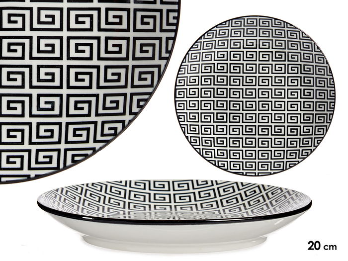 Vessia Plato de Postre 20 cm Geométrico Negro Porcelana (Set de 24) Vessia Plato de Postre 20 cm Geométrico Negro Porcelana (Set de 24)
