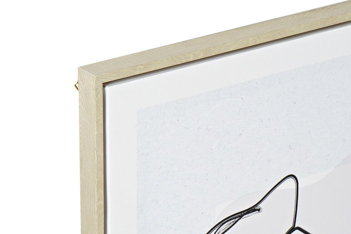 DKD Home Decor Cuadro Abstracto Lienzo Blanco Rosa Natural 60 x 45 x 2.5 cm (4 Unidades)