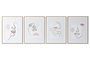 DKD Home Decor Cuadro Abstracto Lienzo Blanco Rosa Natural 60 x 45 x 2.5 cm (4 Unidades)