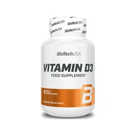 Biotech USA Vitamin D3 60 tabletas, Suplemento Vitamínico para Huesos, Sistema Inmune y Muscular, Sin Gluten, Sin Lactosa