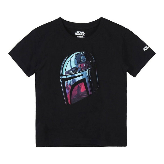 Camiseta de Manga Corta Infantil The Mandalorian Negro 14 Años