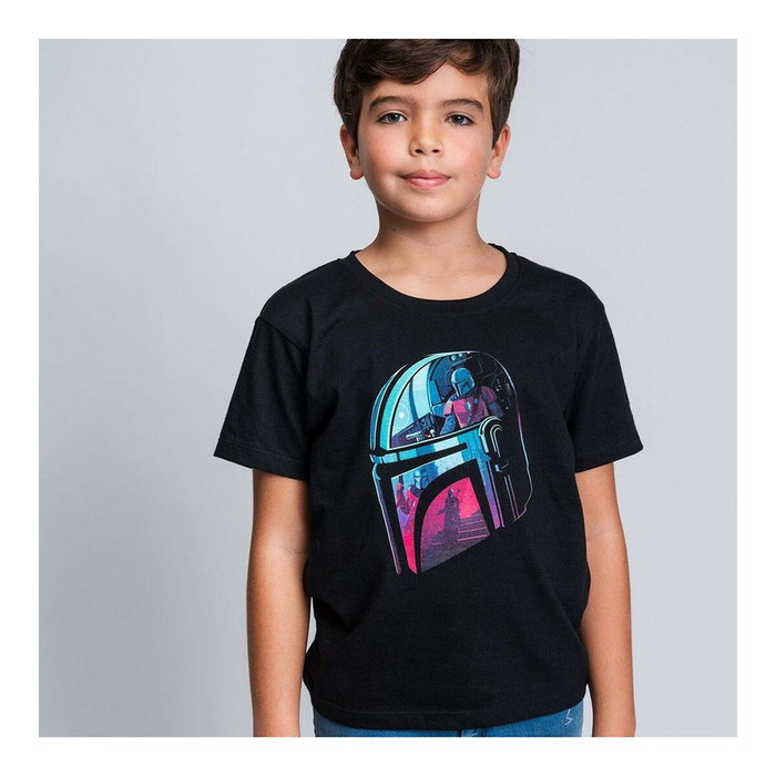 Camiseta de Manga Corta Infantil The Mandalorian Negro 14 Años