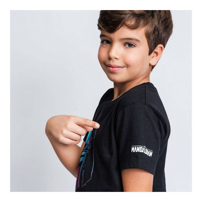 Camiseta de Manga Corta Infantil The Mandalorian Negro 14 Años