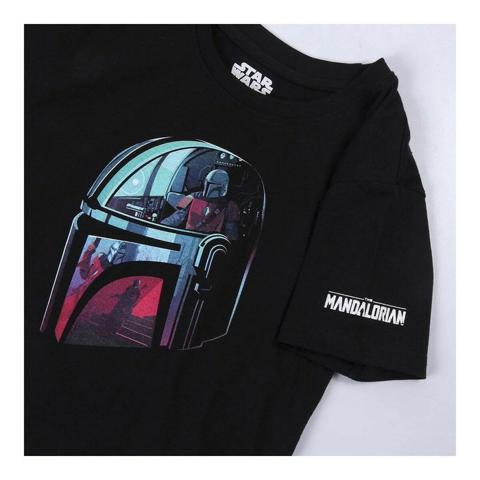 Camiseta de Manga Corta Infantil The Mandalorian Negro 14 Años