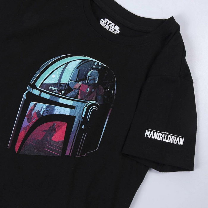 Camiseta de Manga Corta Infantil The Mandalorian Negro 14 Años