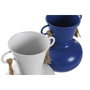 DKD Home Decor Set de 2 Jarrones de Metal Atlántico Blanco y Azul Marino