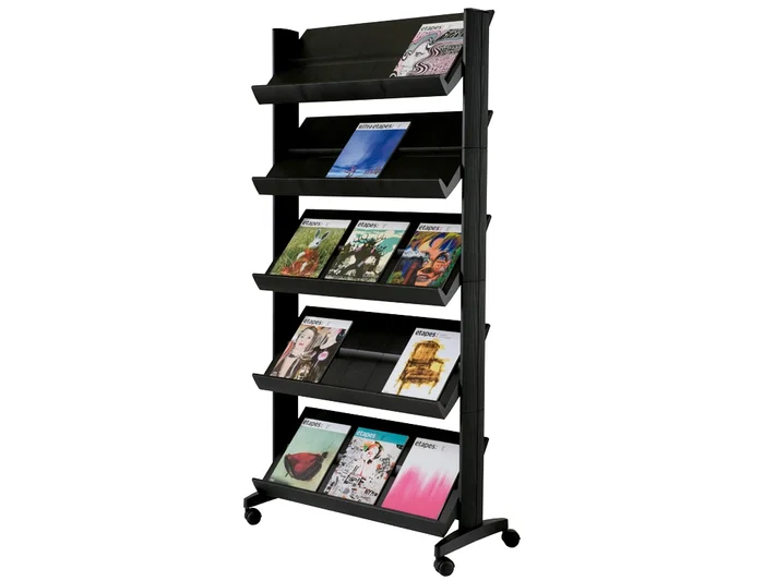 Paperflow Expositor Móvil Metálico Negro con 5 Repisas 85.5x167.5x38.5 cm