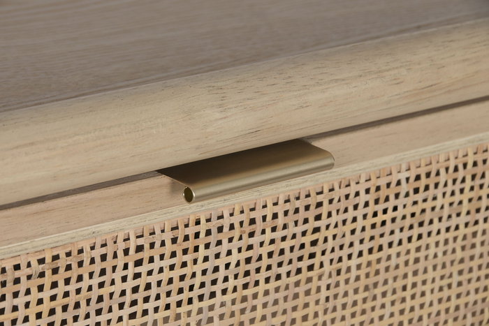 DKD Home Decor Zapatero Tropical Natural 2 Puertas Ratán y Abeto 70 x 29 x 116 cm