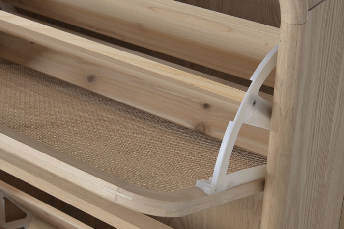 DKD Home Decor Zapatero Tropical Natural 2 Puertas Ratán y Abeto 70 x 29 x 116 cm