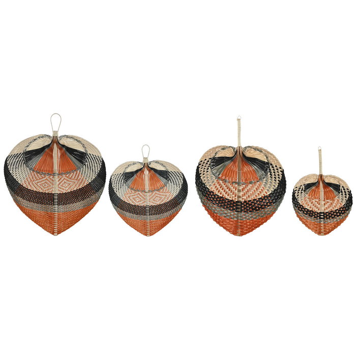 DKD Home Decor Set de 4 Decoraciones de Pared de Bambú Abanico 66x0,3x72 cm