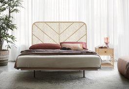GINER Y COLOMER Cabecero de Ratán Natural 165 cm, Fabricado a Mano, 120 cm Alto, para Cama, Acabado en Color Natural