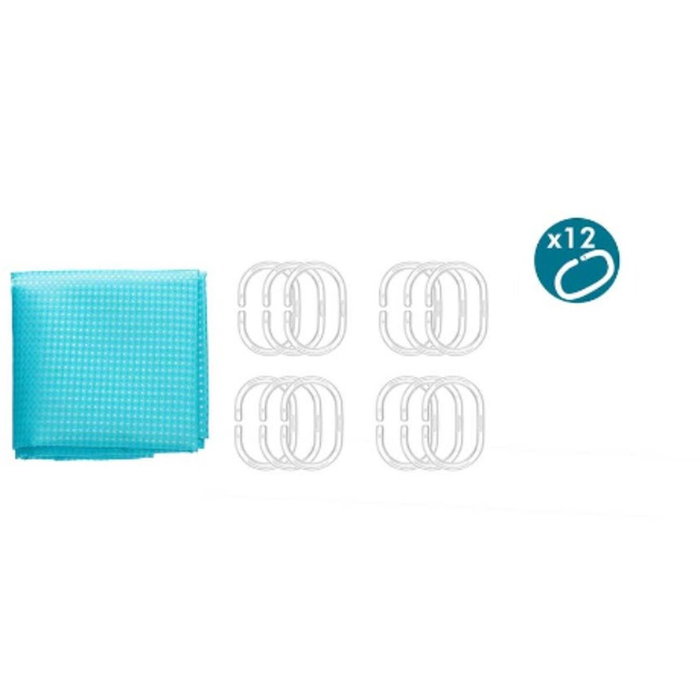 Cortina de Ducha Berilo Azul Poliéster 180 x 180 cm 30 x 5 x 19 cm Puntos (12 Unidades) Cortina de Ducha Berilo Azul Poliéster 180 x 180 cm 30 x 5 x 19 cm Puntos (12 Unidades)