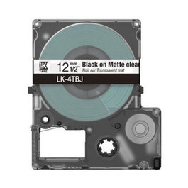 Epson Matte Tape Clear/Black 12mm(8m) LK-4TBJ