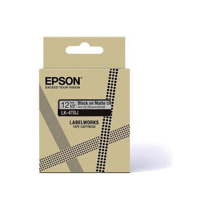 Epson Matte Tape Clear/Black 12mm(8m) LK-4TBJ
