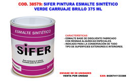 SIFER Esmalte Sintético Verde Carruaje Brillo 375 ml