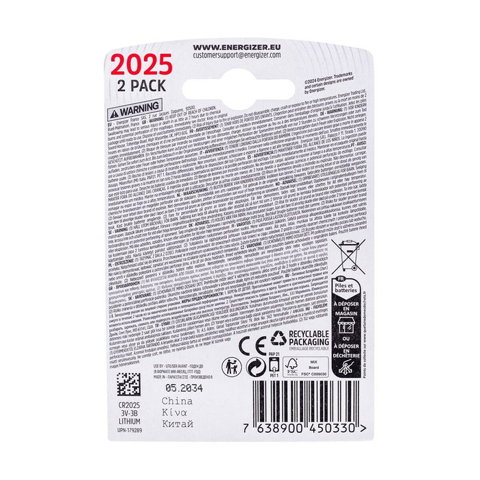 Energizer Pila especial CR2025/2 3V eco
