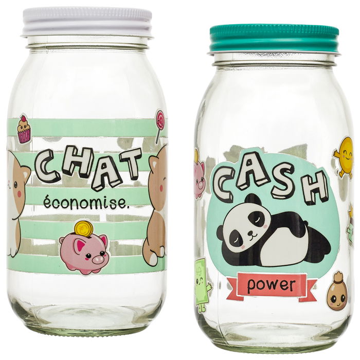 The Concept Factory Hucha Tarro Vidrio Kawaii Gato Panda