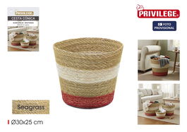 Inde Cesta Cónica Seagrass 29,7 cm x 25 cm x 29,1 cm (12 Unidades)