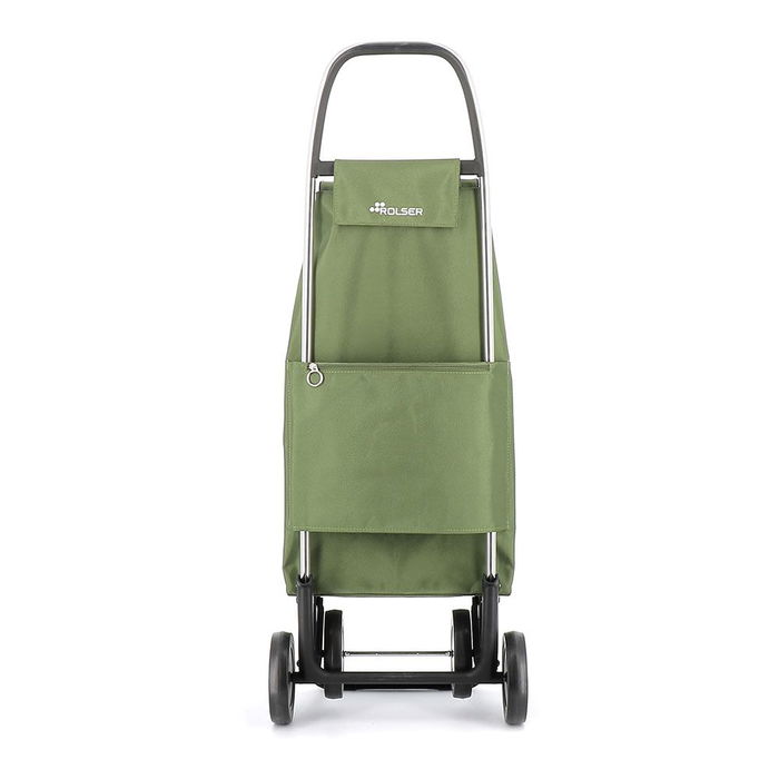 Rolser MF 4 Carro de la Compra Plegable, 4 Ruedas, Bolsa 43 Litros, Sistema 2/4 Ruedas, Base Abatible, Color Kaki