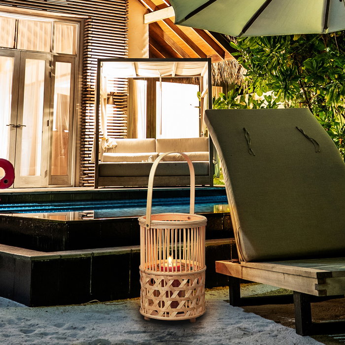 Home Deco Factory Farolillo Bambú Trenzado Altura 55 cm