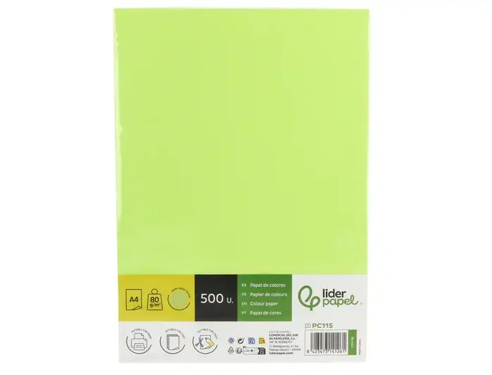 Liderpapel Papel de Color DIN A4 Verde Neón 80 g (500 hojas)