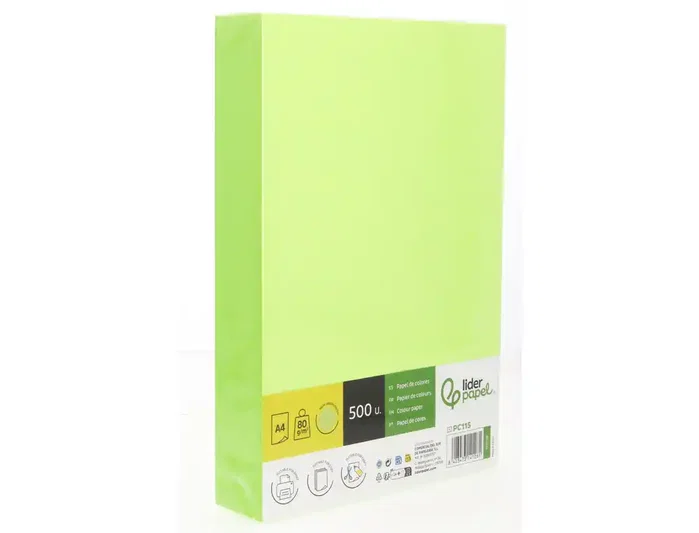 Liderpapel Papel de Color DIN A4 Verde Neón 80 g (500 hojas)