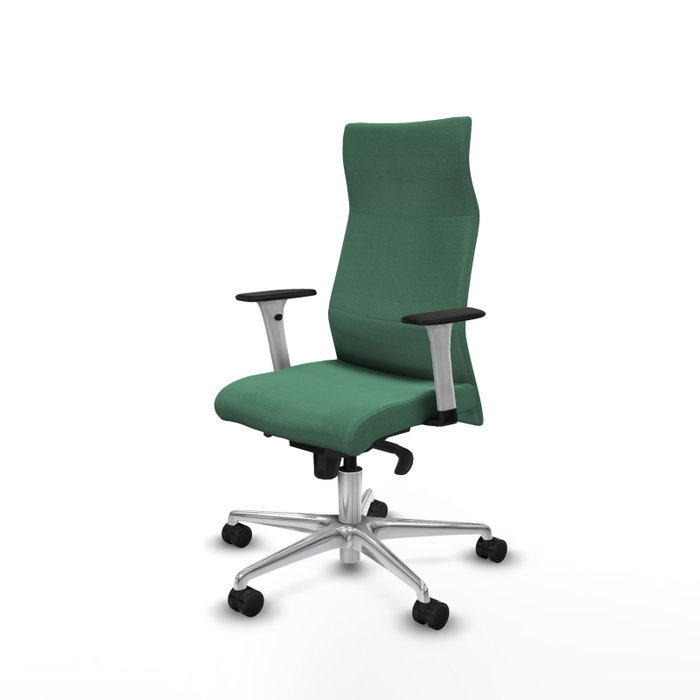 PIQUERAS Y CRESPO Sillón Albacete Verde esmeralda con mecanismo sincro y base de aluminio