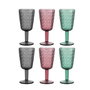 DKD Home Decor Set de 6 Copas de Cristal Modern Garbo con Acabado Grabado, Surtido de Colores, 285ml