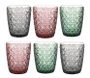 DKD Home Decor Set de 6 Copas de Cristal Modern Garbo con Acabado Grabado, Surtido de Colores, 285ml