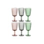 DKD Home Decor Set de 6 Copas de Cristal Modern Garbo con Acabado Grabado, Surtido de Colores, 285ml