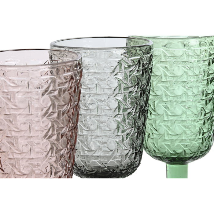 DKD Home Decor Set de 6 Copas de Cristal Modern Garbo con Acabado Grabado, Surtido de Colores, 285ml DKD Home Decor Set de 6 Copas de Cristal Modern Garbo con Acabado Grabado, Surtido de Colores, 285ml
