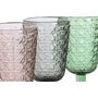 DKD Home Decor Set de 6 Copas de Cristal Modern Garbo con Acabado Grabado, Surtido de Colores, 285ml