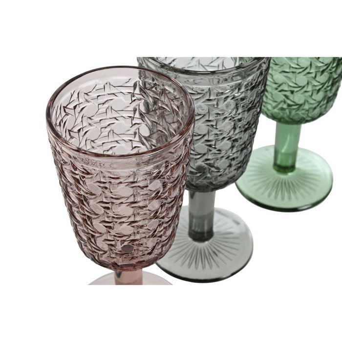 DKD Home Decor Set de 6 Copas de Cristal Modern Garbo con Acabado Grabado, Surtido de Colores, 285ml DKD Home Decor Set de 6 Copas de Cristal Modern Garbo con Acabado Grabado, Surtido de Colores, 285ml