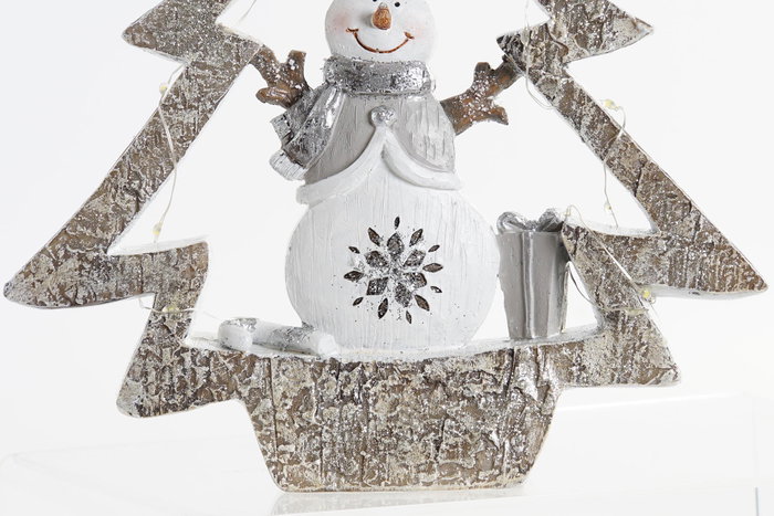 DKD Home Decor Figura de Árbol Blanco con LED en Resina