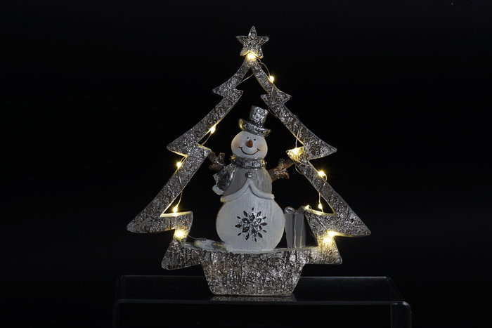 DKD Home Decor Figura de Árbol Blanco con LED en Resina