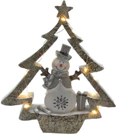 DKD Home Decor Figura de Árbol Blanco con LED en Resina