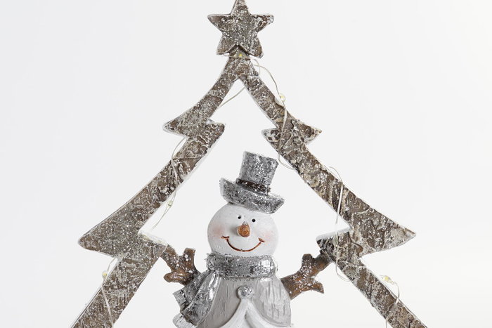 DKD Home Decor Figura de Árbol Blanco con LED en Resina