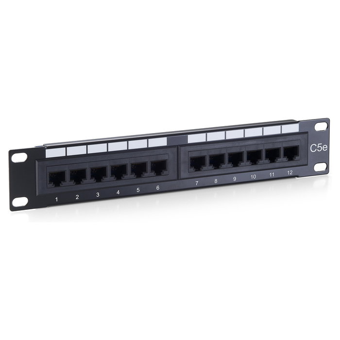EQUIP Patchpanel de Montaje en Rack 1U, 12 Puertos RJ45 Cat5e Chapado en Oro, 208015, Negro, Certificado ANSI/TIA/EIA 568, 10 Pulgadas EQUIP Patchpanel de Montaje en Rack 1U, 12 Puertos RJ45 Cat5e Chapado en Oro, 208015, Negro, Certificado ANSI/TIA/EIA 568, 10 Pulgadas