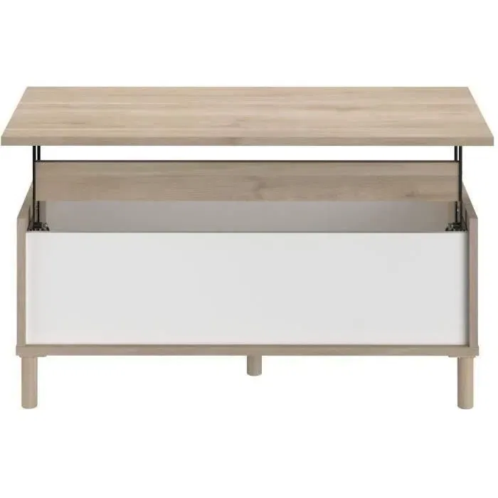 Parisot Mesa de centro elevable MORPHOS MORPHOS0400TABA Rectangular Blanco/Roble L 100 x P 50 x H 43,6 cm